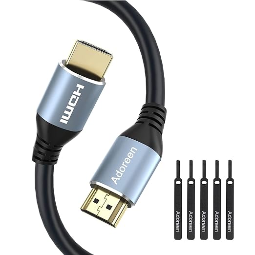 Adoreen 4K HDMI Cable 50 Feet,High Speed 18Gbps HDMI 2.0 Cable Cord,4K@60Hz,2K,1080P,ARC HDR HDCP 3D,Sturdy&Flexible&Untangled&Supreme Texture,Compatible Monitor UHD TV PC PS5 +5 Ties