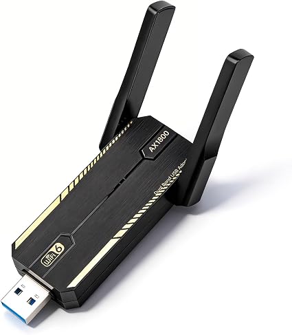 WiFi 6 USB Adapter, Plug and Play, 1800Mbps, Dual Antennas, Windows 11/10