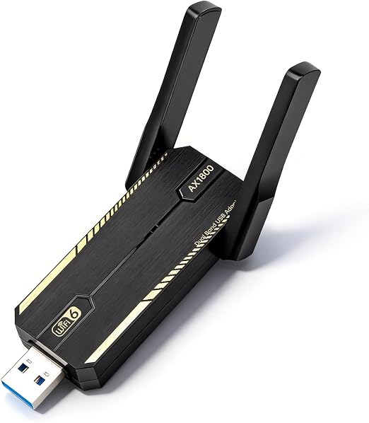 WiFi 6 USB Adapter, Plug and Play, 1800Mbps, Dual Antennas, Windows 11/10