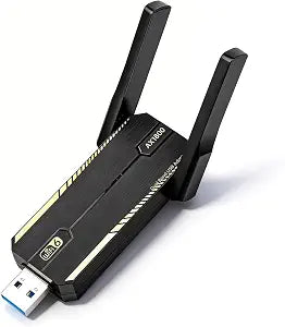 WiFi 6 USB Adapter, Plug and Play, 1800Mbps, Dual Antennas, Windows 11/10