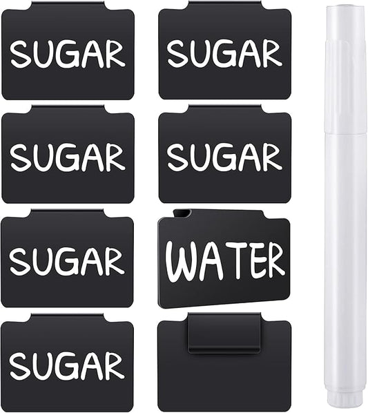 9 Pcs Plastic Basket Bin Label Clip on Removable Basket Label Clip with White Chalk Markers for Kitchen Pantry Storage Fabric Box Hanging Bin