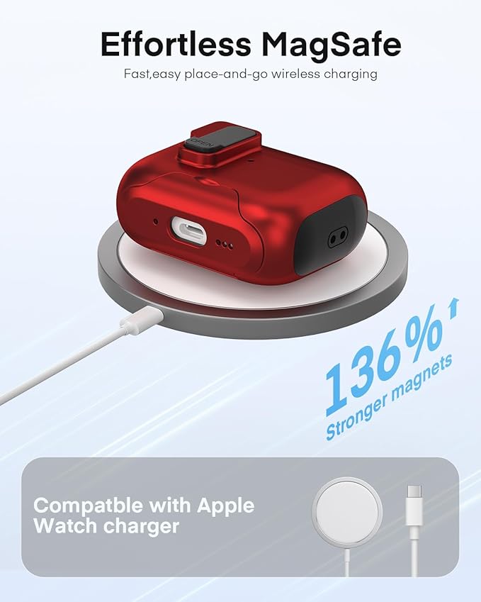 Maxjoy for AirPods Pro 3 Protective Case with Cleaning Kit, Military Hard Case with Lock Shock-Absorbing, Red