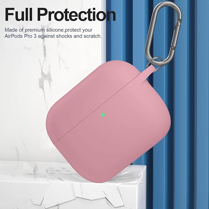 ATUAT for AirPods Pro 3 Case Cover with Cleaner, Protective Soft Silicone Skin with Keychain for Women Men for Apple AirPods Pro 3rd Generation Case(2025), Front LED Visible, Bean Pink