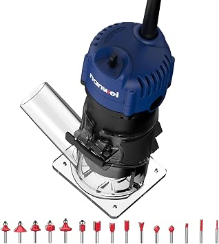NANWEI Router Tool, 450W Compact Hand Wood Router, Palm Trim Router Fresadora para Madera Wood Routers for Woodworking Laminate Trimmer with 15pcs Router Bits - Image 2
