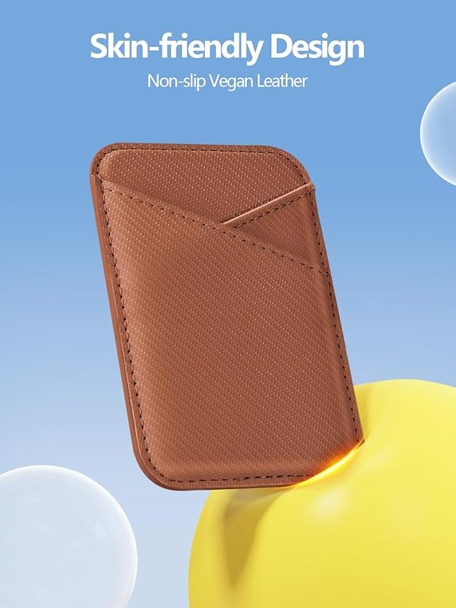Miroddi for MagSafe Wallet, Leather Magnetic Card Holder for iPhone 16/15/14/13/12 Series, 0.12" Invisible Ultra-Thin Magnetic Phone Wallet, 2 Independent Card Slot, RFID Blocking, Carbon Fiber Brown