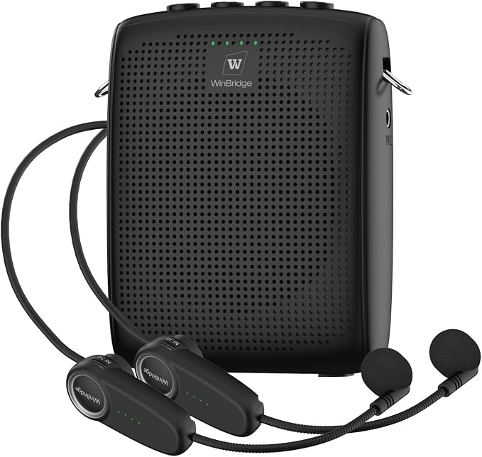 Mini Wireless Voice Amplifier with Two Bluetooth Microphones