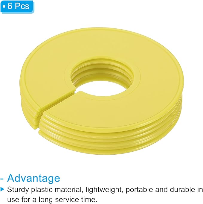 PATIKIL Clothes Dividers, 6 Pack Closet Clothing Rack Size Dividers Blank Labels Sorting Round Separator for Closet, Yellow