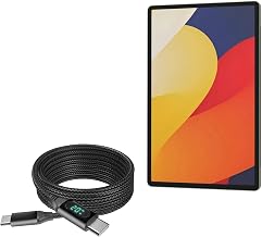 BoxWave Cable Compatible with Motorola Moto Pad 60 - PowerDisplay PD Cable (6ft) - USB-C to USB-C (100W), LED Wattage Info Extra Long Braided Nylon - Jet Black - Image 1