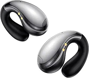 Boytond Ultra Open Ear Earbuds, Comfort Clip On Earbuds, Wireless Bone Conduction Headphones with Bluetooth 5.3, Fast Charging Fast Charging for Running, Sports, and Travel, Mirror Black