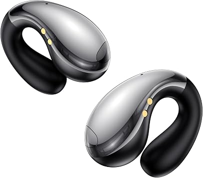 Boytond Ultra Open Ear Earbuds, Comfort Clip On Earbuds, Wireless Bone Conduction Headphones with Bluetooth 5.3, Fast Charging Fast Charging for Running, Sports, and Travel, Mirror Black