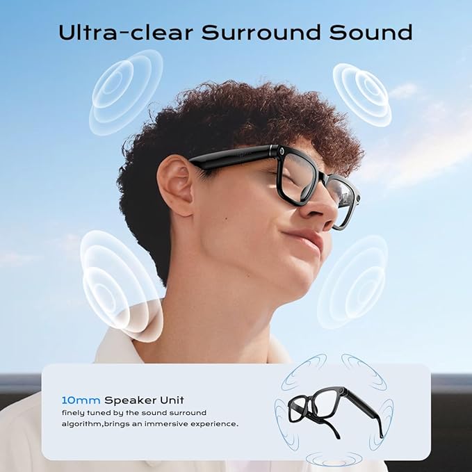 AI Smart Glasses,HD 1080P Camera Glasses with Video Recording & Photo Taking,140+ Language Real-Time Translation Glasses Perfect for Travel, Business(Transparent Anti-Blue)