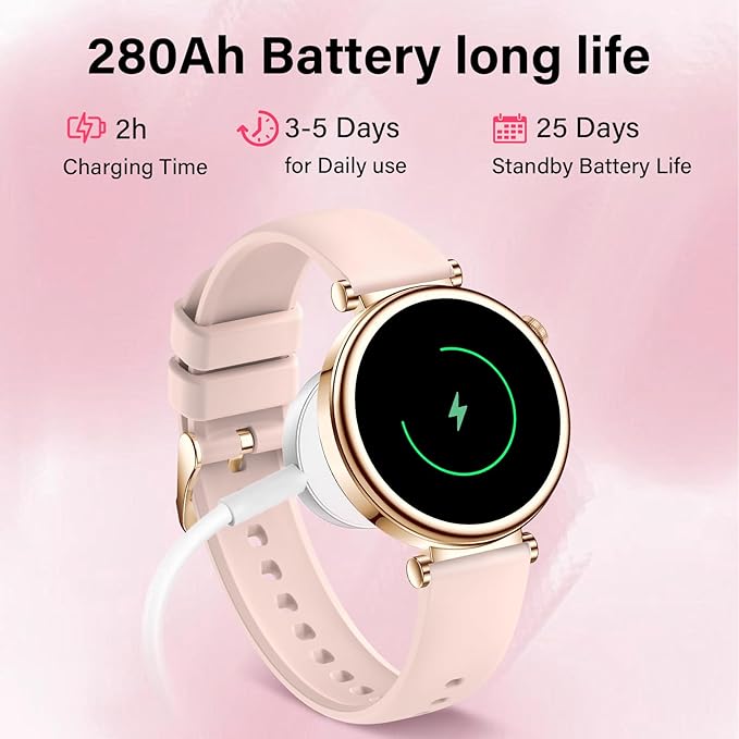 Smart Watch for Women (Answer/Make Call) 1.27" HD Smartwatch Compatible Android/iphone Phone with 2 Bands Fitness Tracker/AI Voice/Heart Rate/Sleep Monitor, 220+ DIY Dial & IP68 Waterproof, Pink