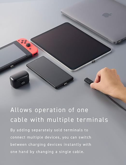 CIO Magnetic Silicone Cable, 100 W, USB, Type-C Magnet, Removal, Waterproof Standard, IPX5 Compatible, iPhone 15, Type C Cable (Black, 6.6 ft (2 m)