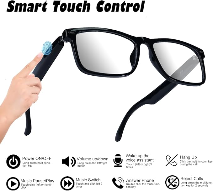 AI Smart Glasses Polarized Audio Sunglasses with Speaker Translation Glasses 164 Language Open Ear Sound Mic Blue Light Glass UV Protection Outdoor Glass for Women Men