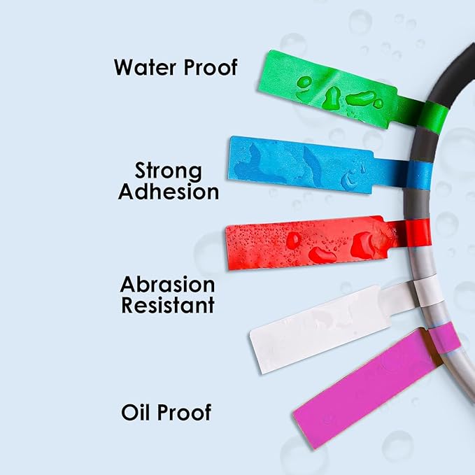 12 Sheet 360 Pcs Cable Labels Tags for Cable Management, YTPZCL Colorful Waterproof Cord Labels Tags for Electronics, Self Adhesive Tear Resistant Wire Labels for Laser Printer and Handwriting, A4