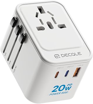 Universal Travel Adapter, 2 USB-C ＆ 1 USB-A, Cover 200+ Countries