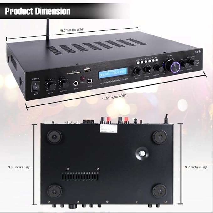 Home Theater Amplifier Audio Bluetooth MP3/USB/SD/AUX/FM Receiver System, with 4X 3.5'' 200 Watt 3-Way Weather Proof Mini Box Speakers (White), Enrock Audio 16-Gauge 50 Foot Speaker Wire