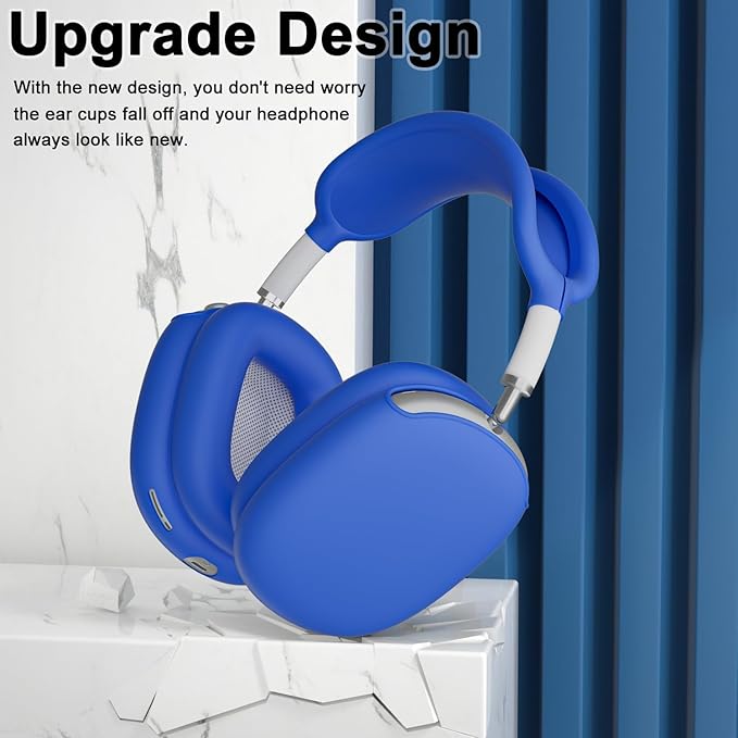 ATUAT for AirPods Max Headphones Case, Protective Silicone Case Cover Skin Accessories Anti-Scratch for Women Men for Apple AirPods Max 2024/2020 (USB-C/Lightning), Blue