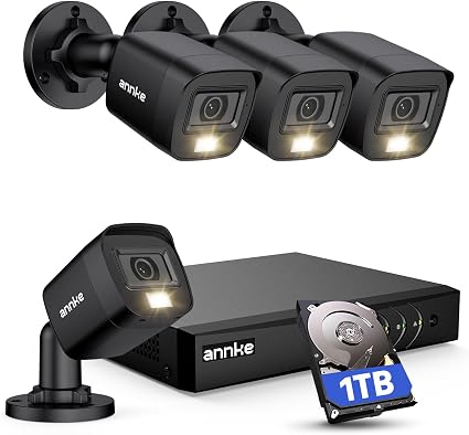 ANNKE 8CH H.265+ 3K Lite Wired Security Camera System,4X 2MP Cam, 1TB HDD