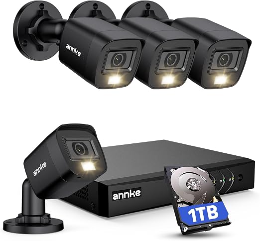 ANNKE 8CH H.265+ 3K Lite Wired Security Camera System,4X 2MP Cam, 1TB HDD
