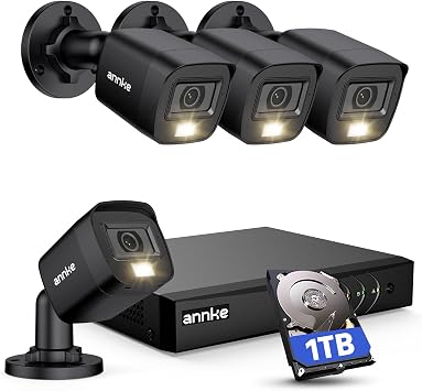 ANNKE 8CH H.265+ 3K Lite Wired Security Camera System,4X 2MP Cam, 1TB HDD