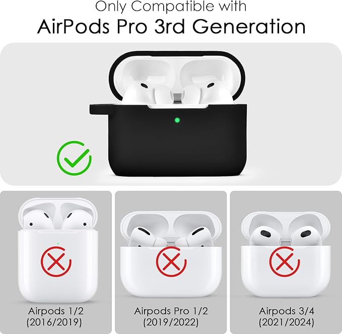 Filoto for AirPods Pro 3 Case (2025), Soft Silicone Protective Case Cover Compatible with Apple AirPods Pro 3rd Generation with Beaded Bracelet Keychain Accessories for Women Black