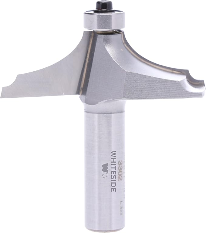 Whiteside 3302 Table Edge Thumbnail & Bead Router Bit: 1 Inch Profile Width, 2-1/2 Inch Large Diameter, 3/4 Inch Cutting Length, 1/2 Inch Shank, 2-1/2 Inch Overall Length, B3 Bearing