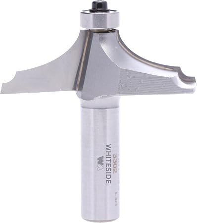 Whiteside 3302 Table Edge Thumbnail & Bead Router Bit: 1 Inch Profile Width, 2-1/2 Inch Large Diameter, 3/4 Inch Cutting Length, 1/2 Inch Shank, 2-1/2 Inch Overall Length, B3 Bearing