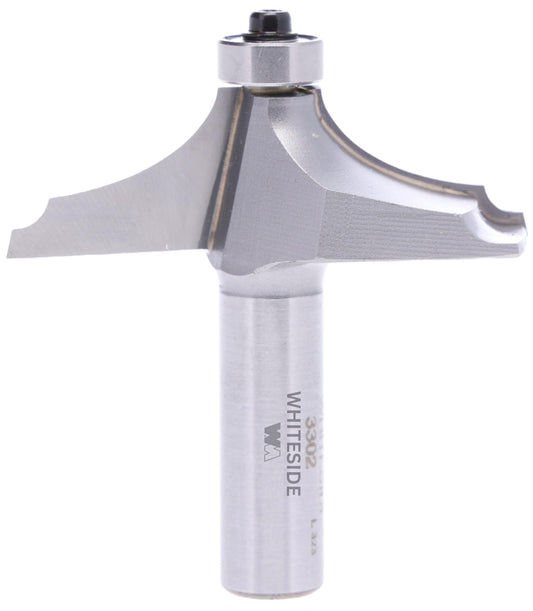 Whiteside 3302 Table Edge Thumbnail & Bead Router Bit: 1 Inch Profile Width, 2-1/2 Inch Large Diameter, 3/4 Inch Cutting Length, 1/2 Inch Shank, 2-1/2 Inch Overall Length, B3 Bearing