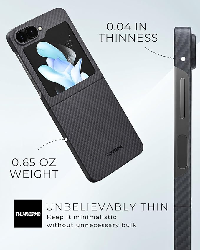Thinborne Compatible with Samsung Galaxy Z Flip 7 FE Case and Z Flip 6 Case, [600D Aramid Fiber] [Magnetic Charging] [Ultra Thin] [Minimalist Style] [Carbon Fiber Textures]