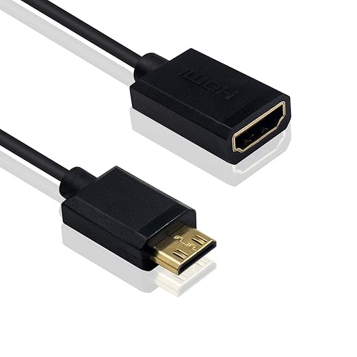 Duttek 4K Mini HDMI to HDMI Coiled Cable 6FT/1.8M, Mini HDMI Male to A Female Extension Cable Supports 1080P, 3D for Camera, Camcorder, Laptop, Projector