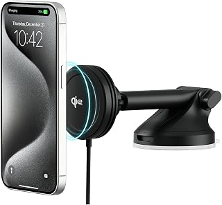 iOttie Velox Qi2 Mini 15W Wireless Charger Car Mount - Dash & Windshield Car Phone Holder - MagSafe Compatible iPhone Mount for Qi2 Smartphones (iPhone12 13 14 15 16 and 17) - Car Charger Included - Image 1