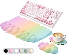 Sushret Cloud Wrist Rest with Keyboard Stand, Keyboard Riser with Wrist Pad - Image 1