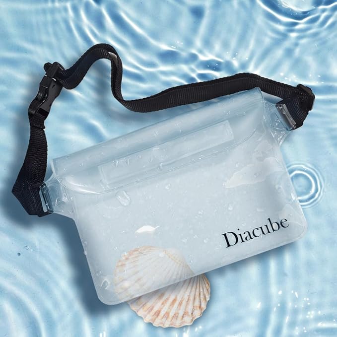 [8.3" x 5.9"] DIACUBE 2-Pack Waterproof Fanny Pack with Adjustable Strap, Floating Waterproof Phone Pouch Dry Bag - Beach, Waterpark & Travel Essentials