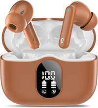 Wireless Earbuds, Bluetooth 5.4 Headphones Bass Stereo/Clear Calls, Brown - Image 1