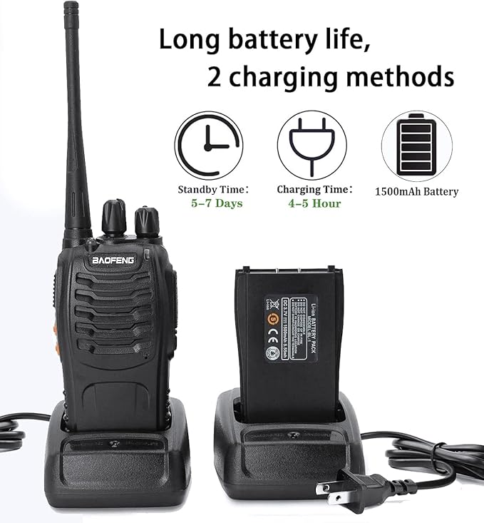 Baofeng Walkie Talkies for Adults Rechargeable bf-888s Two-Way Radios Long Range Interphone Handheld Communicator Professional UHF 8 Pack Walky Talky Set with Earpiece,Li-ion Battery and Charger