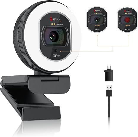Angetube 4K Webcam with Light for PC, UHD Computer Web Camera for Desktop - Image 5