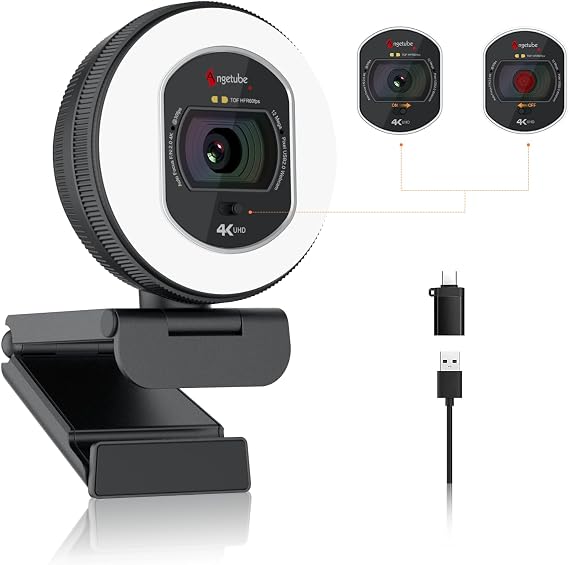 Angetube 4K Webcam with Light for PC, UHD Computer Web Camera for Desktop - Image 7