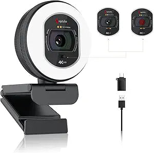 Angetube 4K Webcam with Light for PC, UHD Computer Web Camera for Desktop - Image 1