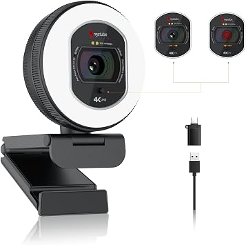 Angetube 4K Webcam with Light for PC, UHD Computer Web Camera for Desktop - Image 2