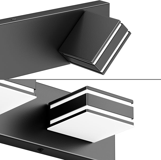 Ralbay 55inch Black Vanity Light for Bathroom 7-Light LED Modern Acrylic Matte Black Bathroom Wall Vanity Lighting Fixtures Over Mirror