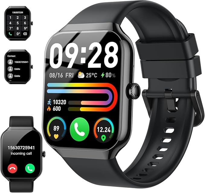 Smart Watch(Answer/Make Call), 1.96" HD Smartwatch for Men Women, 2025 Fitness Activity Tracker with Heart Rate/Sleep Monitor/Pedometer/110+ Sport Modes, IP68 Waterproof Fitness Watch for Android iOS