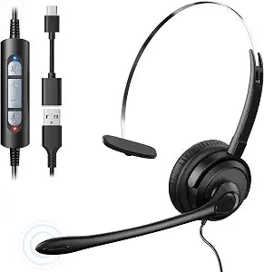 Voistek USB Headset with Noise Canceling Mic,Single-Ear Headset for PC
