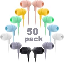 Wholesale Bulk Earbuds Headphones 50 Pack Multi Color for Classroom Kids, Durable Earphones Perfect for K12 Schools Students Teens Kindergarten Children Gift and Adult - Image 1