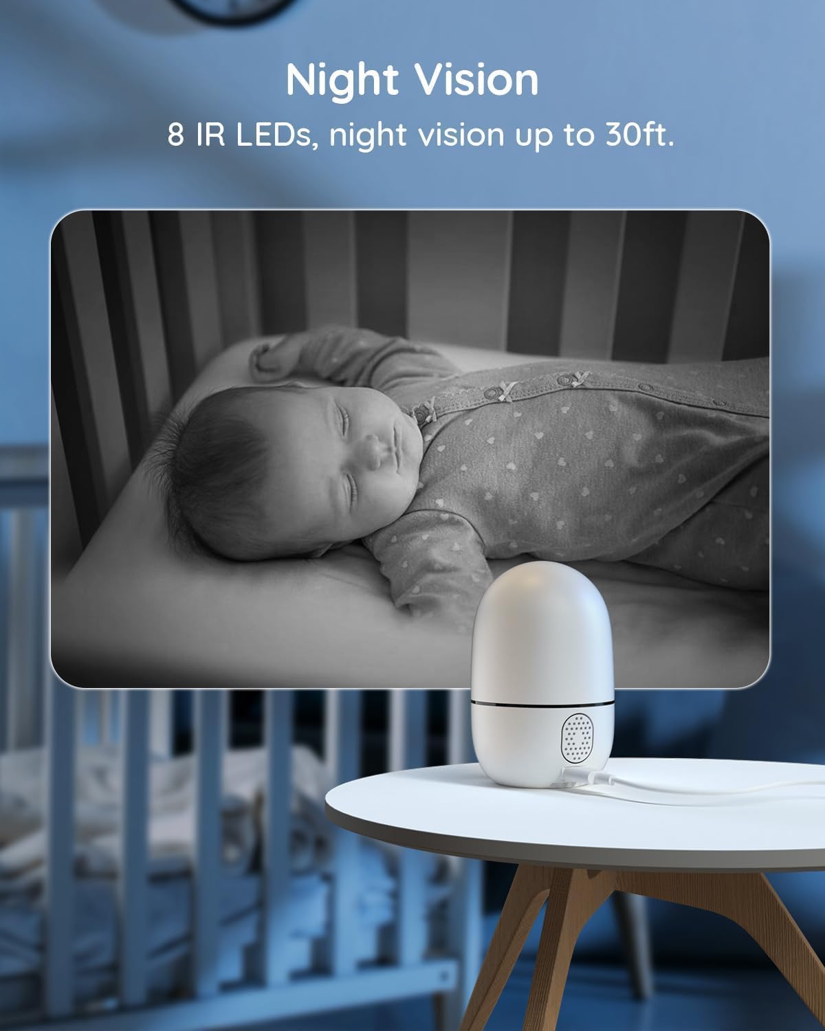 Indoor WiFi Security Camera Dual-Lens 360° PTZ No Subscription Motion Tracking and Night Vision