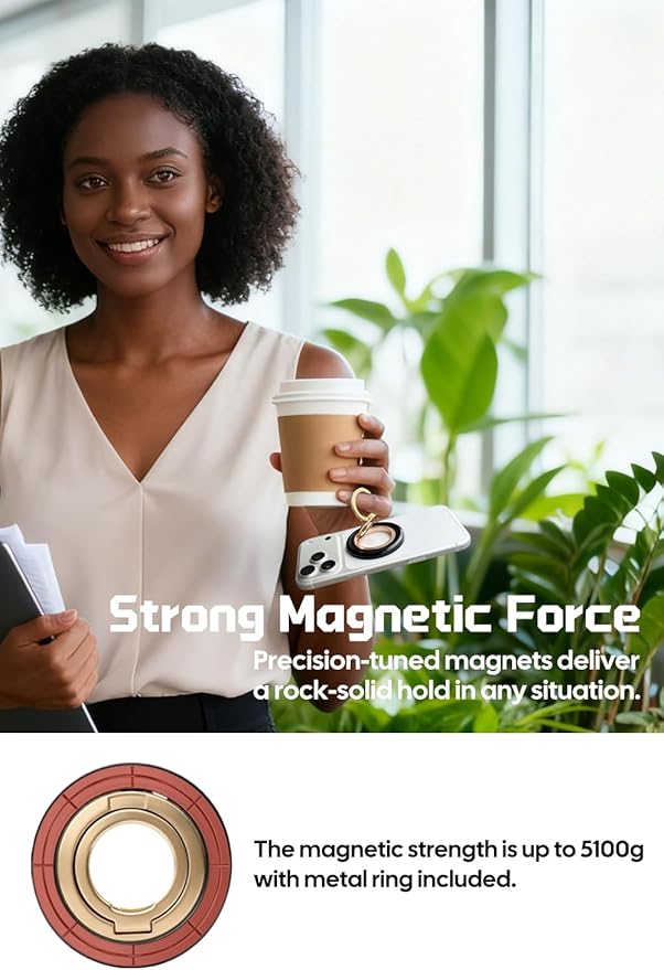 for MagSafe Phone Grip, 360° Rotation Magnetic Cell Phone Grip Magnetic Ring Holder Kickstand Mag Safe Ring Stand Compatible with iPhone 17 16 15 14 13 12 Pro Max MagSafe Accessories Android