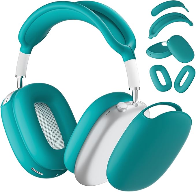 ATUAT for AirPods Max Headphones Case, Protective Silicone Case Cover Skin Accessories Anti-Scratch for Women Men for Apple AirPods Max 2024/2020 (USB-C/Lightning), Teal