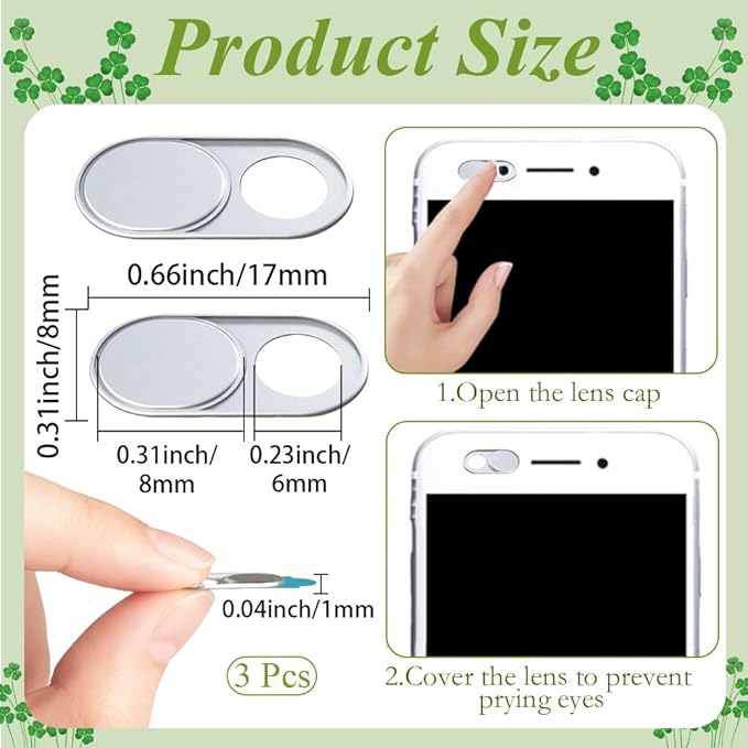 3Pcs Metal Webcam Cover Slide Ultra Thin 0.04 Inch Silver Laptop Camera Privacy Cover for Mini PC Phone Laptop Desktop Aluminum Durable Phone Privacy Protectors for Home Office Travel Use