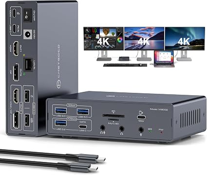 USB C Docking Station 3 Monitors for MacBook Air Pro Triple 4K@60Hz Extended Display with Dsiplaylink for M5 M4 M3 M2 M1 Laptop USB Dock with 2 HDMI & 2 DisplayPort, PD 100W, QC 18W, USB 3.2 10 Gbps - Image 4