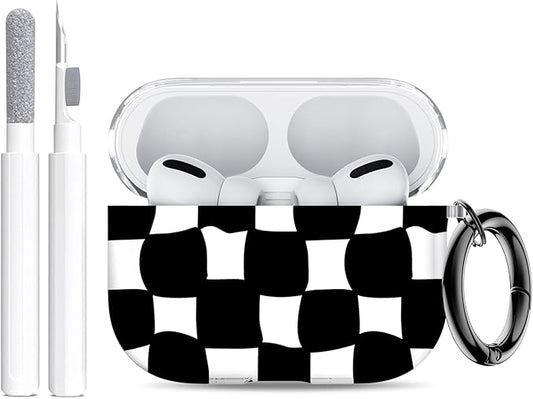 for AirPods Pro 3 Case (2025) with Cleaner Kit, Cute Soft Silicone Cover Compatible AirPods Pro 3rd Genera case with Keychain for Women Men with Keychain for Airpod Pro case(2025) Checkered Pattern